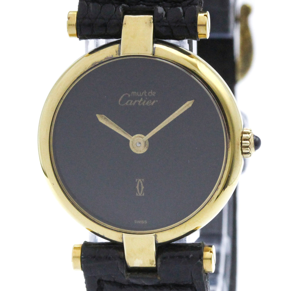 Pre-Owned CARTIER Must Vendome Gold Plated Leather Quartz ladies Watch