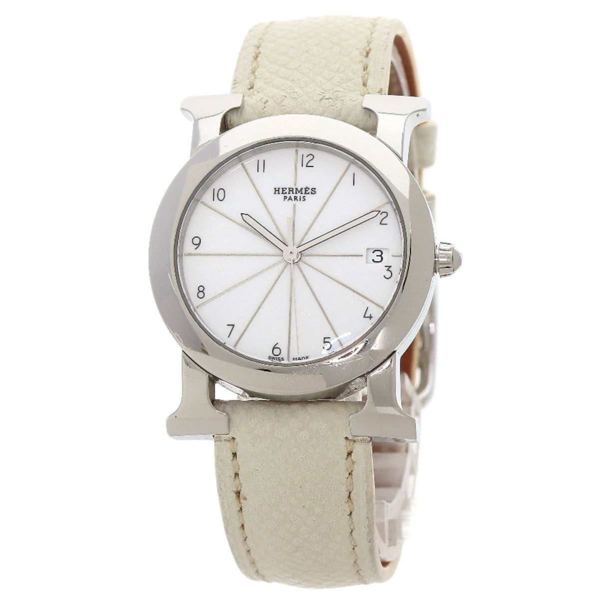 Gebrauchte Hermes HR1.510 H Uhr Rondo Armbanduhr Edelstahl Leder Damen HERMES 