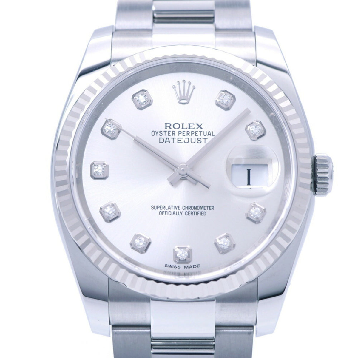 Pre-Owned Rolex Datejust 10P Diamond 116234G Random WG/SS Wristwatch K18 White Gold Silver 1767ROLEX Men's