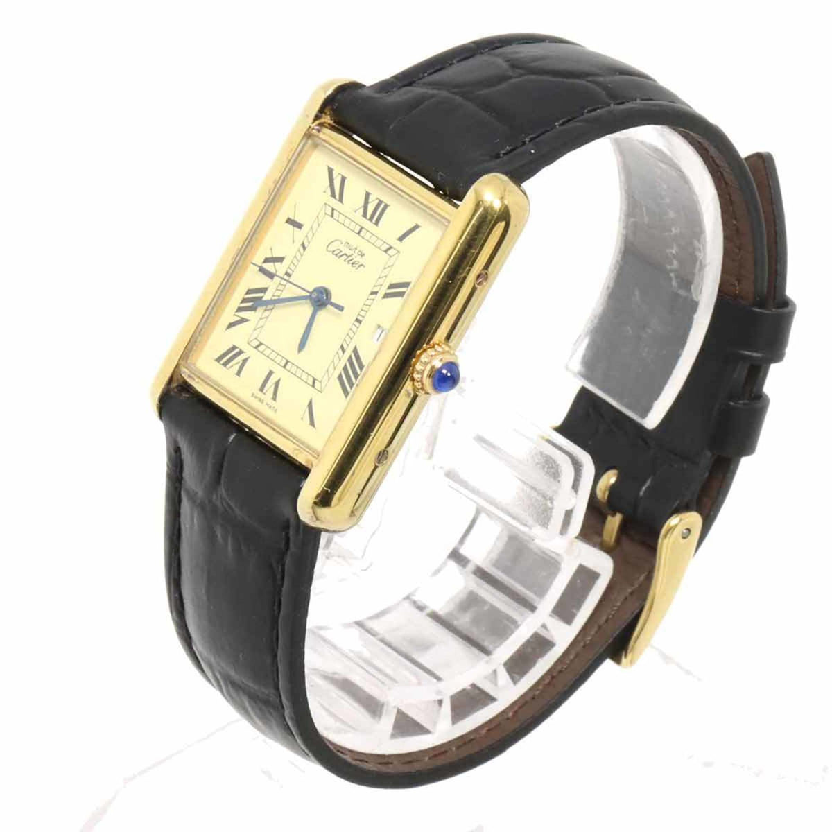 Pre-Owned Cartier Must Tank Vermeil LM W1017454 Men's Watch, Ivory, SV925, Quartz Watch