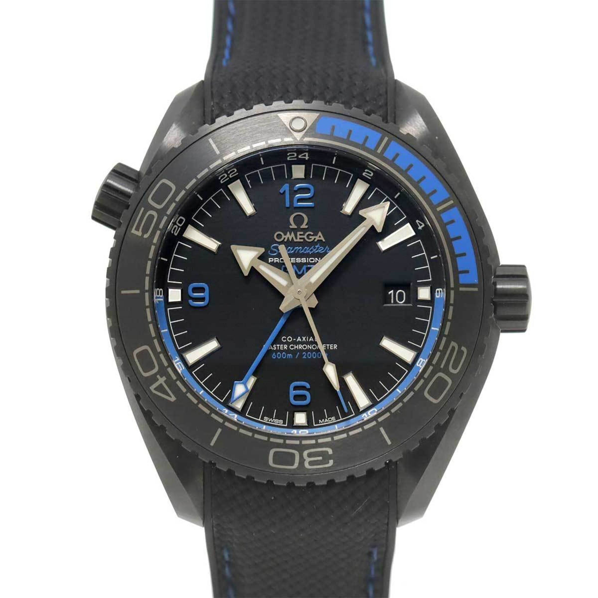 Pre-Owned Omega Seamaster Planet Ocean 600M Co-Axial GMT Deep Black 215 92 46 22 01 002 Men's Watch Automatic Self-winding