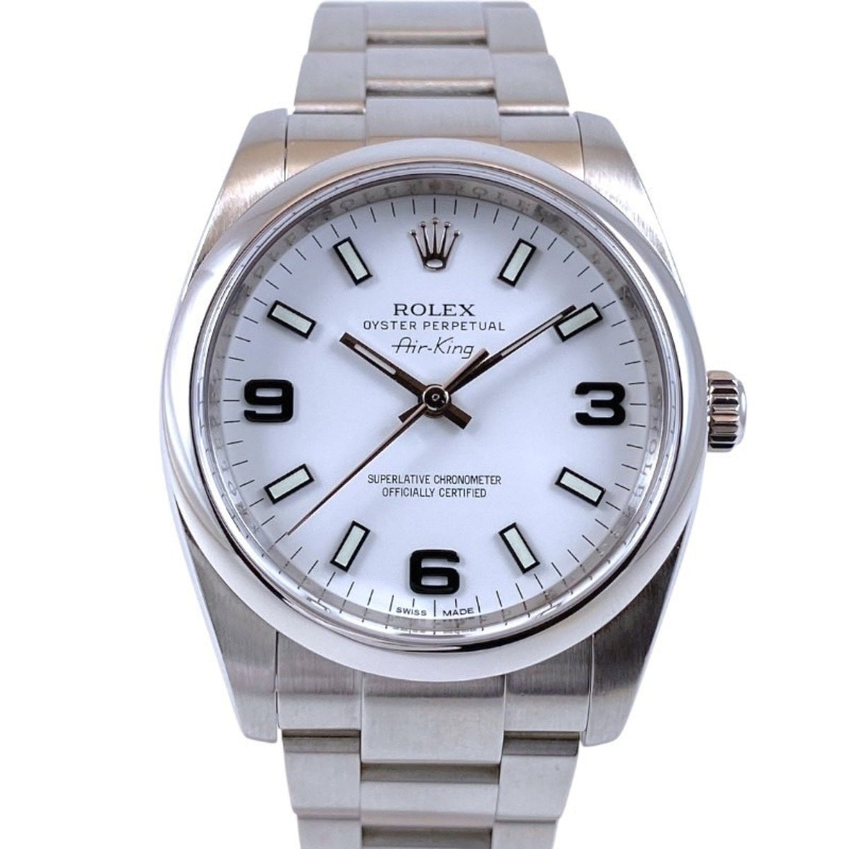 Pre-Owned ROLEX Rolex Air-King 114200 Stainless Steel Men's Watch, G Serial, White Dial, 369