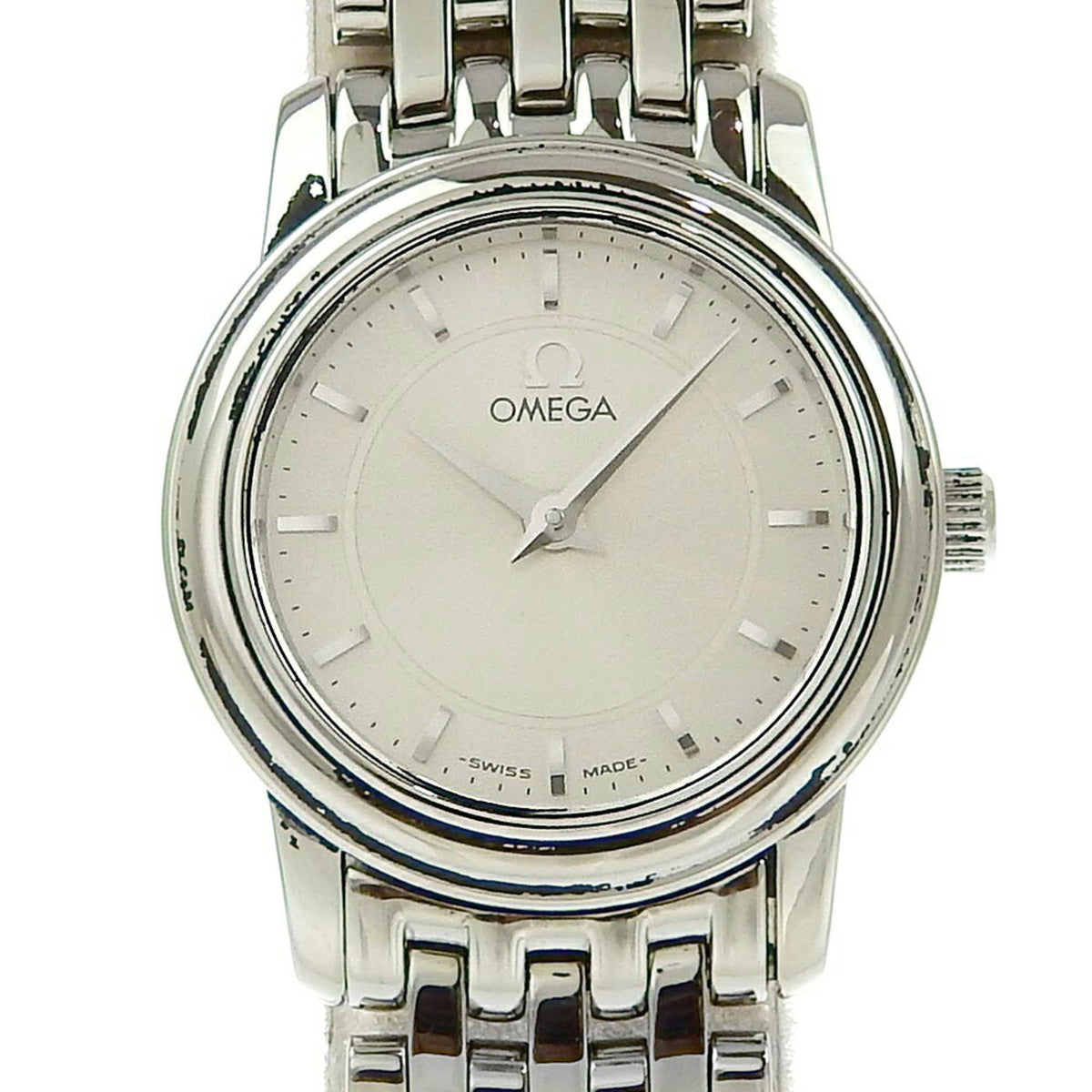 Pre-Owned OMEGA De Ville Watch 4570.31 Stainless Steel Quartz Analog Display Silver Dial Ladies