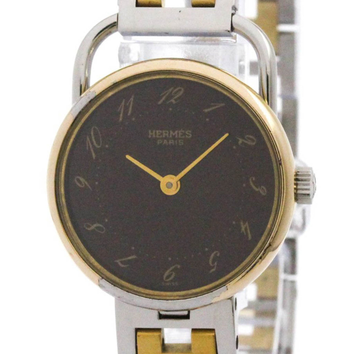 Pre-Owned HERMES Arceau Quartz Gold Plated Steel Quartz Ladies Watch Polished