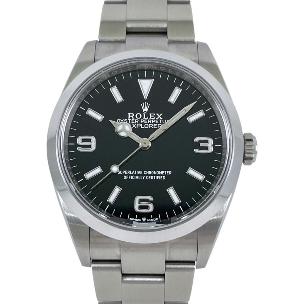Pre-Owned ROLEX Explorer I 124270 Stainless Steel Men's Watch, Random Number, 2022 Warranty, Automatic