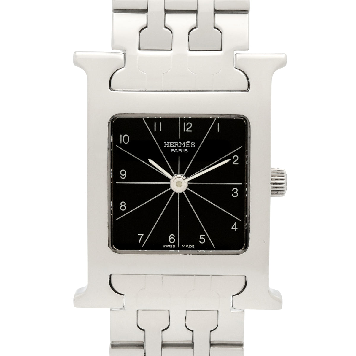 Pre-Owned Hermes H-Watch, Stainless Steel, Women's Watch, Black, HH1.210