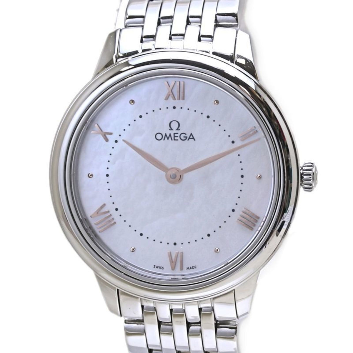 Pre-Owned OMEGA De Ville Prestige White Shell 434.10.30.60.05.001 Women's Watch 40087