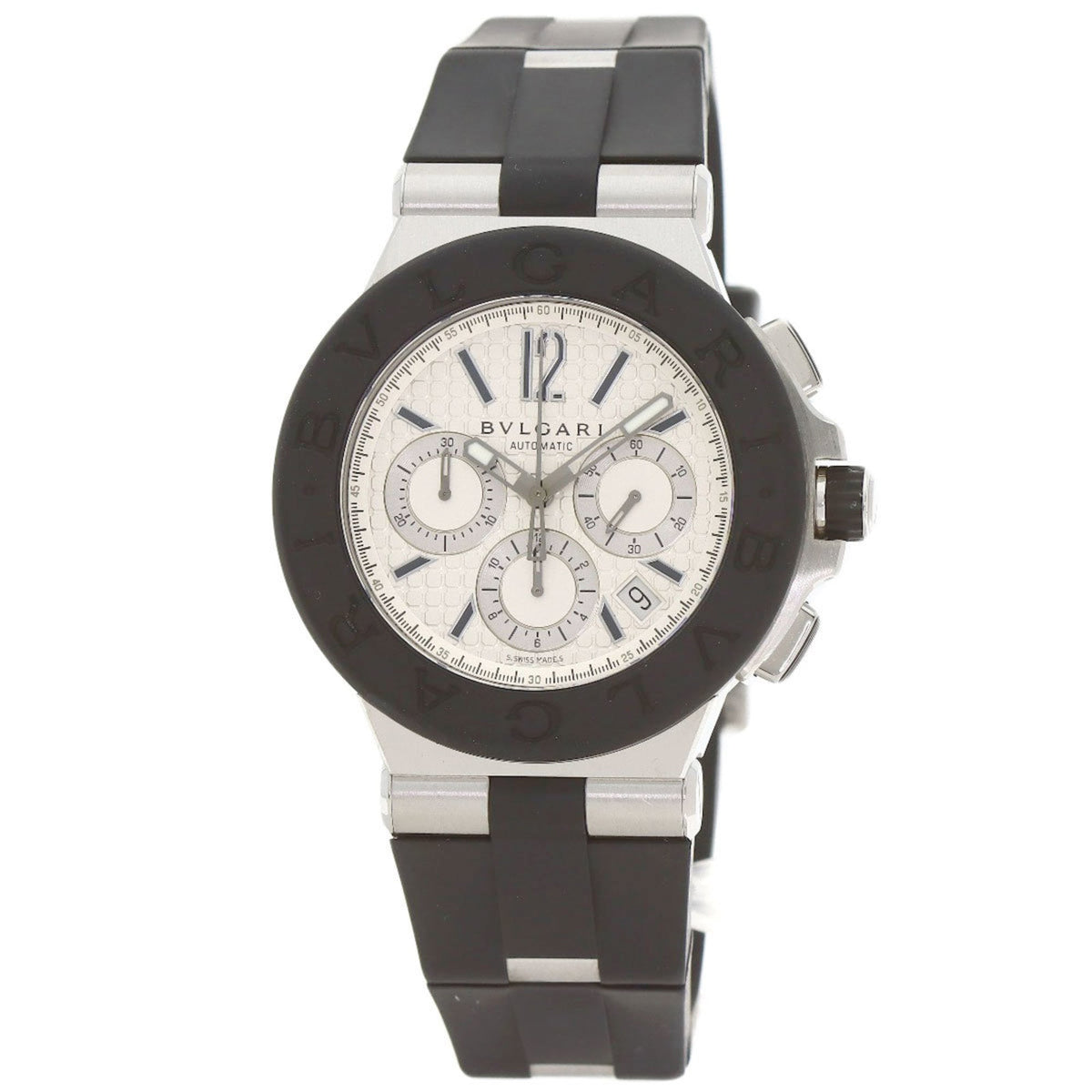 Pre-Owned Bvlgari DG42SVCH Diagono Chronograph Watch in Stainless Steel and Rubber for Men
