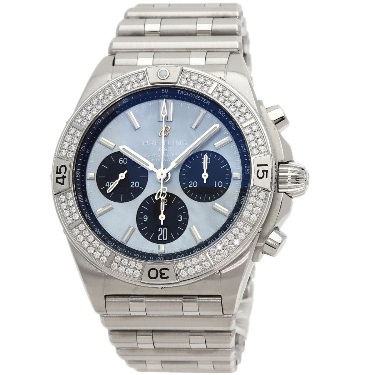 Pre-Owned Breitling AB0134 B01 Chronomat 42 Japan-exclusive Diamond Watch in Stainless Steel/SS with Diamonds for Men