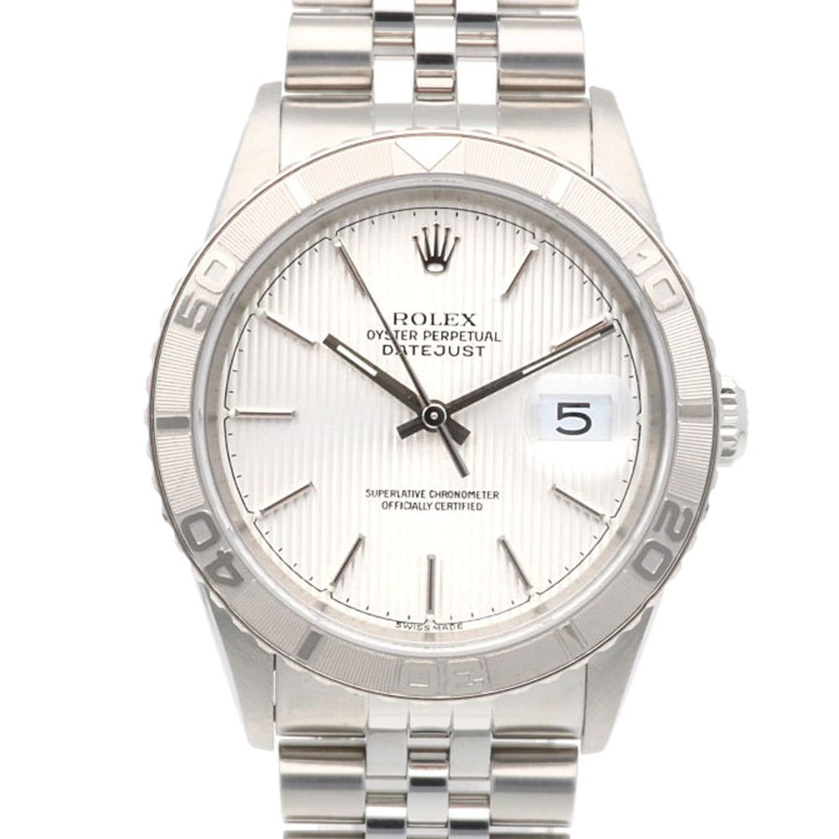 Pre-Owned Rolex Datejust Oyster Perpetual Watch, Stainless Steel, 16264, Automatic, Men's, ROLEX Y-Serial, 2002 Model, Silver Tapestry, Thunderbird, Overhauled