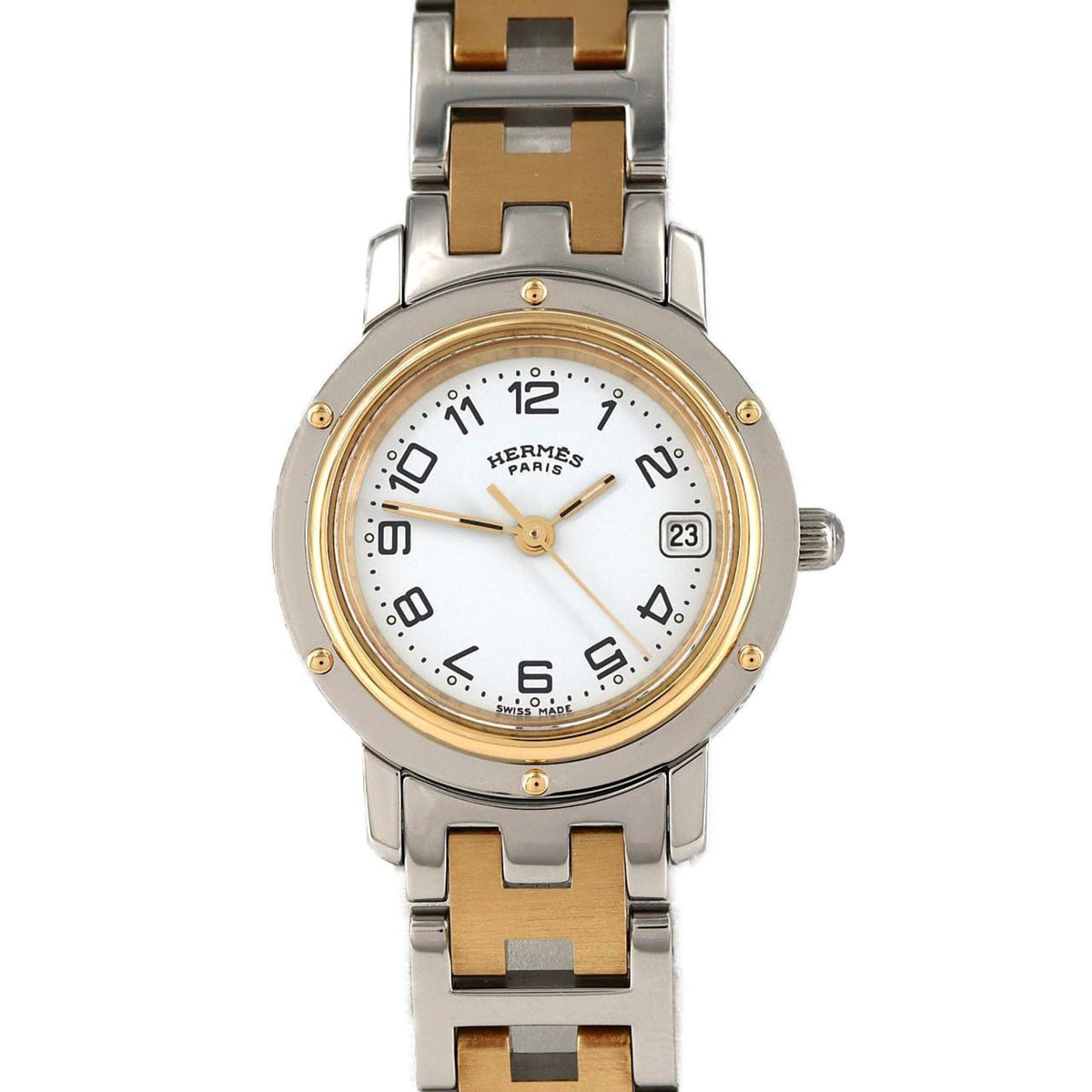 Pre-Owned Herm?s Clipper Two-tone CL4.220 SSxGP Quartz Watch