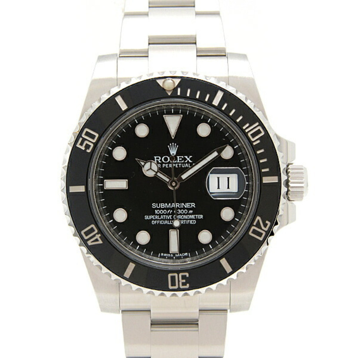 Montre Rolex Submariner Date automatique d'occasion pour homme, cadran noir, acier inoxydable, référence ROLEX 16610LN 