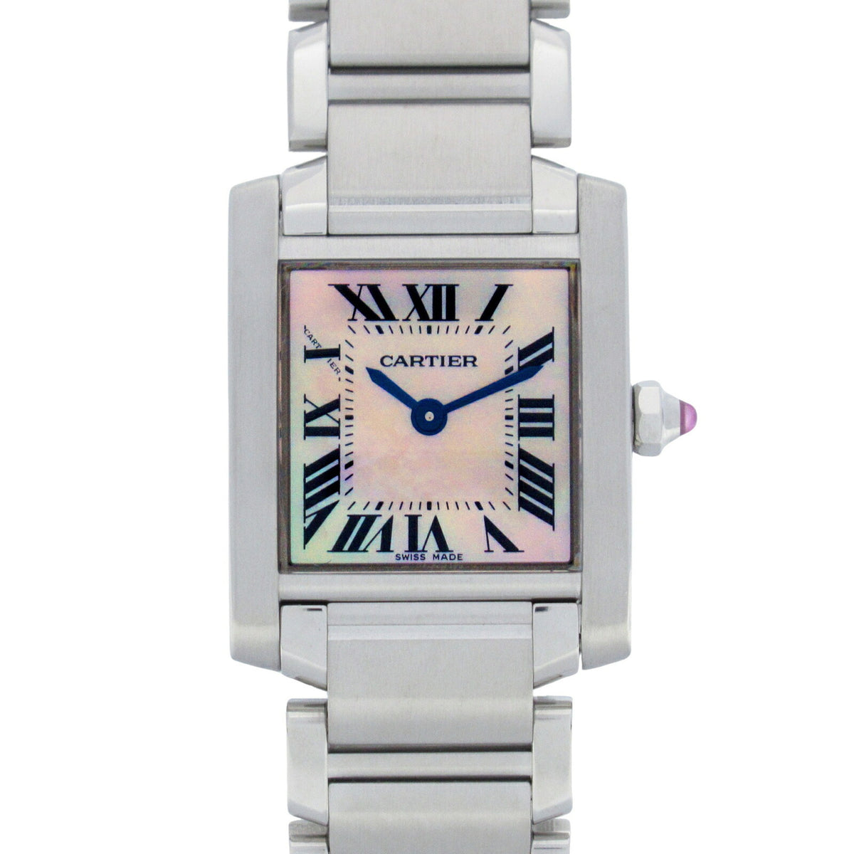 Pre-Owned CARTIER Tank Francaise SM Watch Stainless Steel Ladies Pink Shell W51028Q3