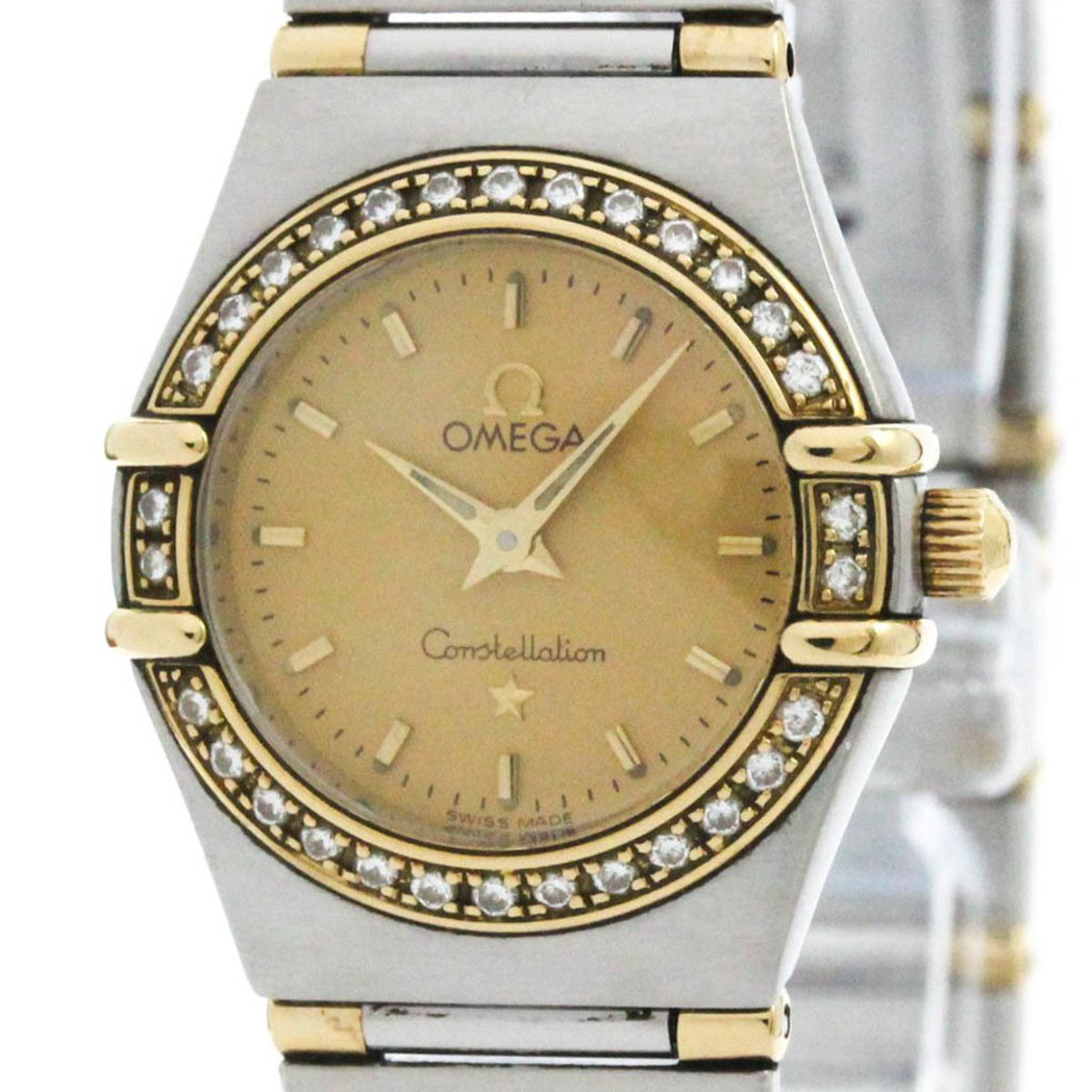 Pre-Owned Polished OMEGA Constellation Diamond 18K Gold Steel Watch 1367.10 BF581498