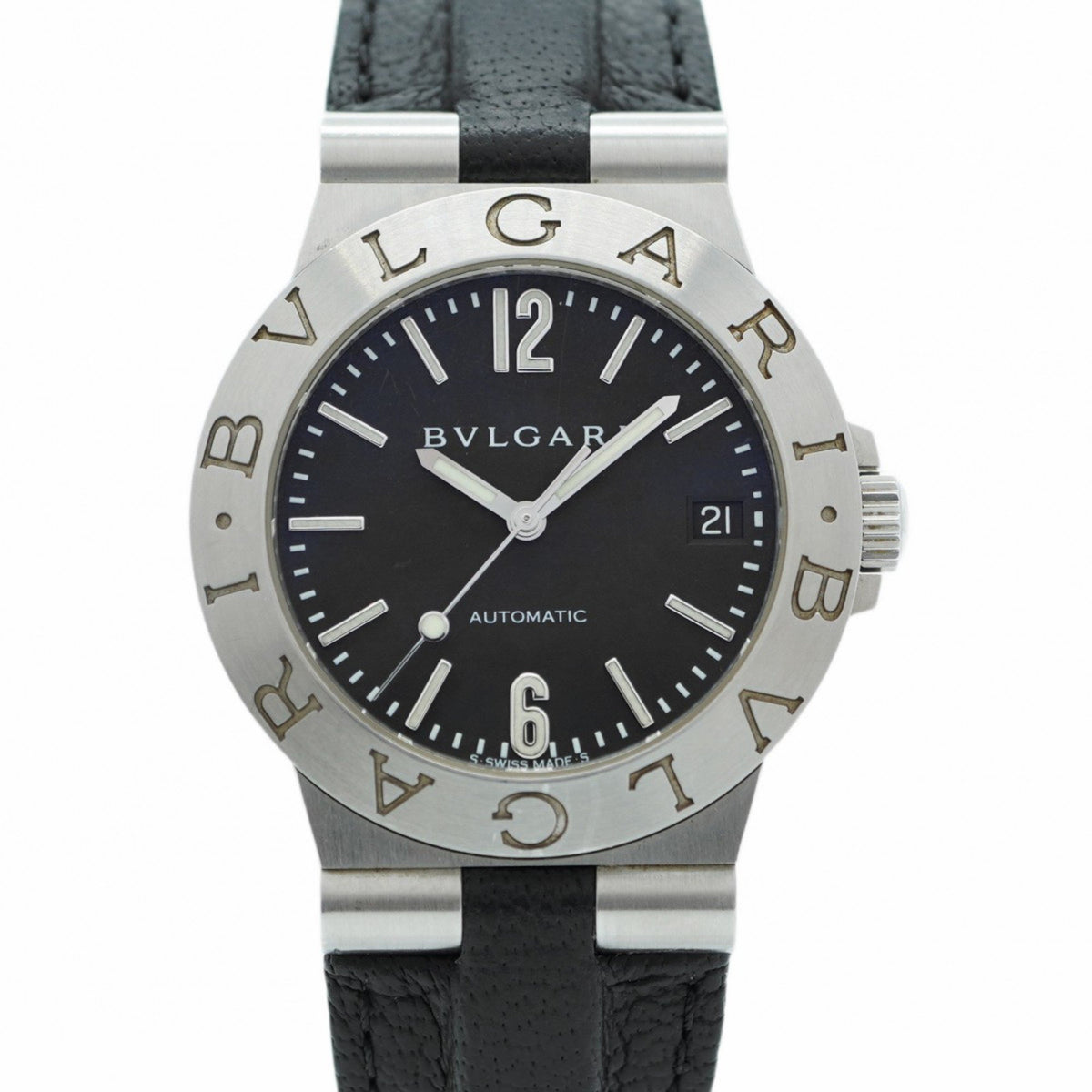 Pre-Owned Bvlgari Diagono LCV35S Black Dial Men's Watch