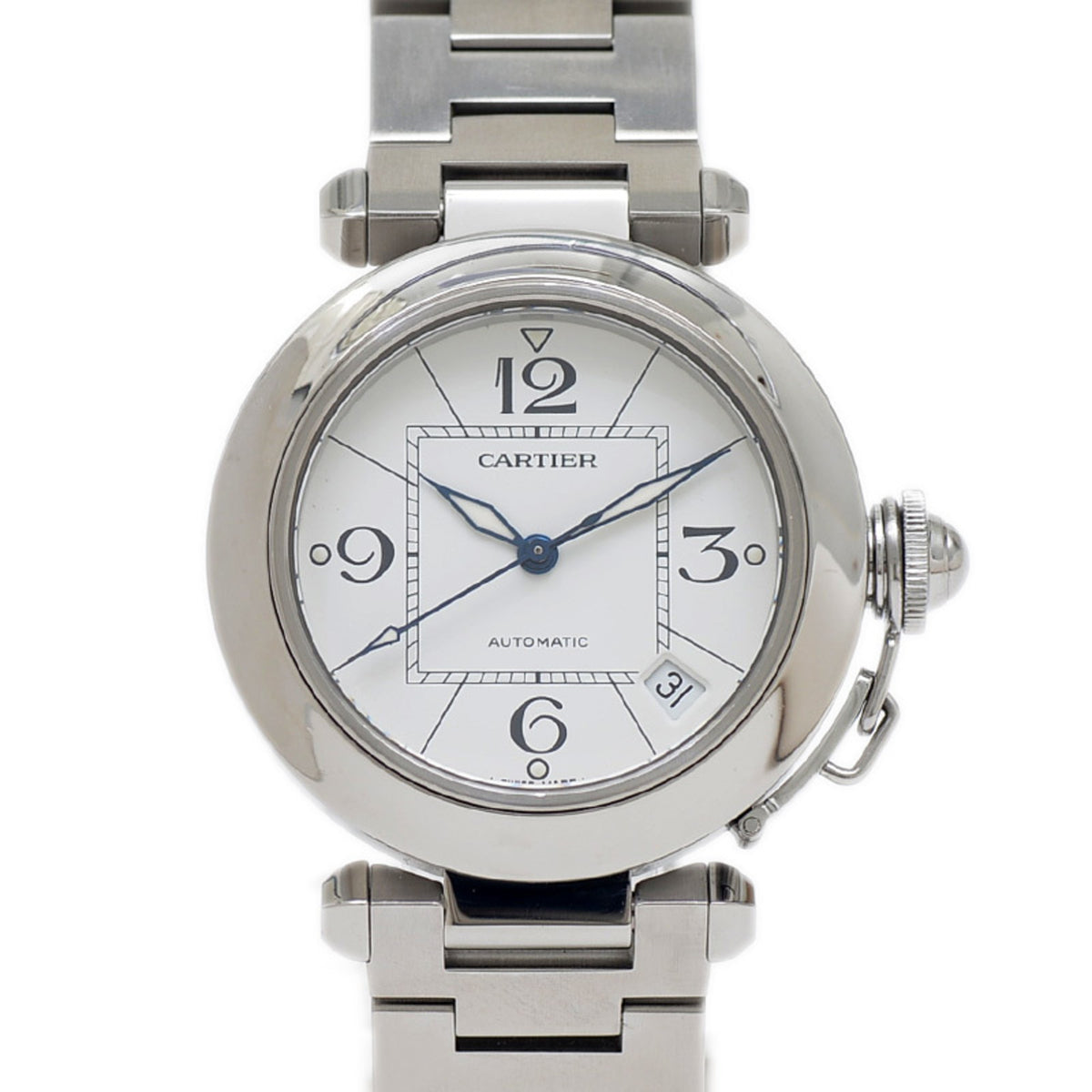 Pre-Owned Cartier Pasha C Boys' Watch, White Dial, Stainless Steel, Automatic, W31074M7