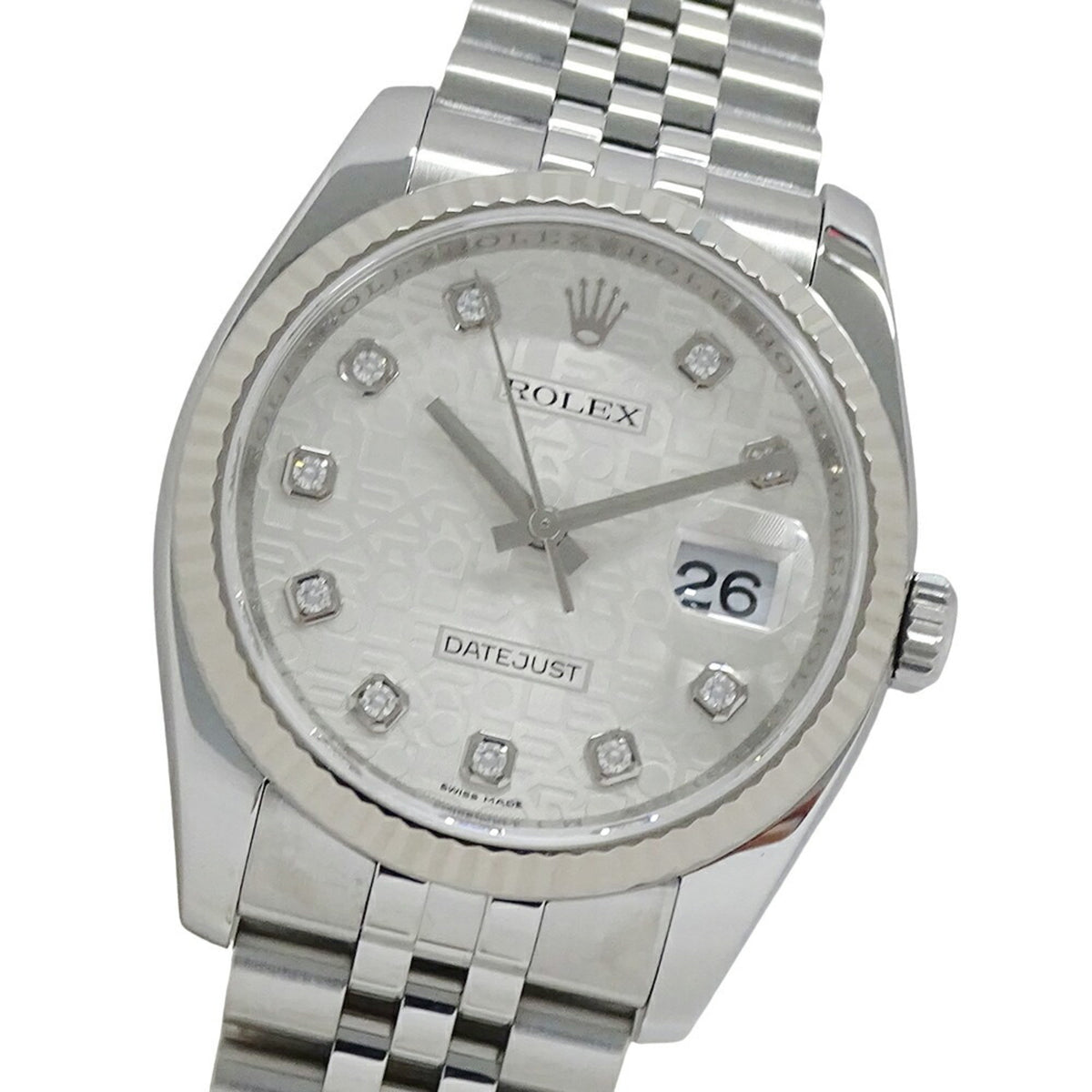 Pre-Owned Rolex ROLEX Datejust 116234G M serial number Men's watch 10P Diamond Automatic AT Stainless steel SS White gold WG Silver Overhauled and polished