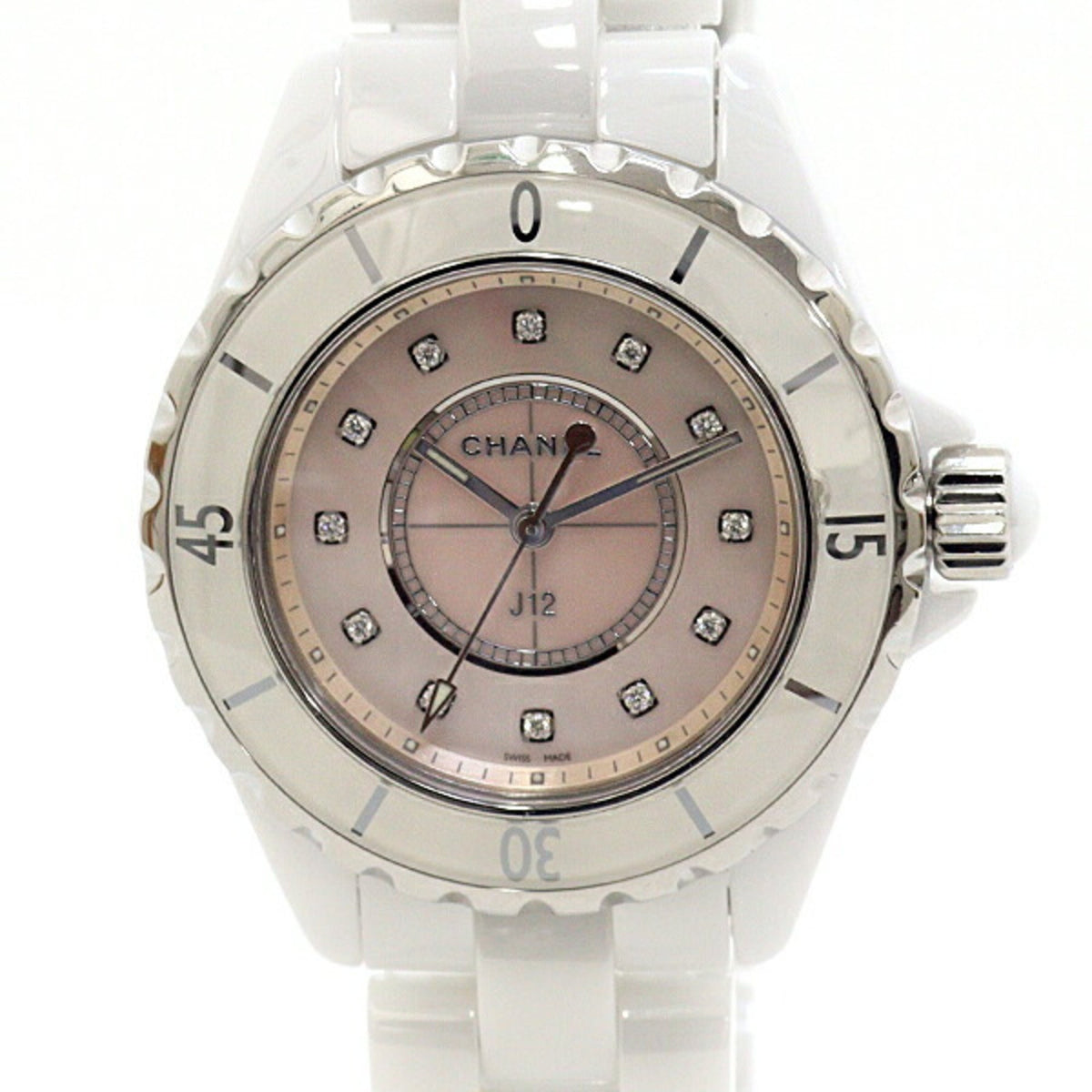 Pre-Owned CHANEL Ladies' Watch J12 H5513 Pink Shell Dial Quartz World Limited to 1200 Pieces Finished