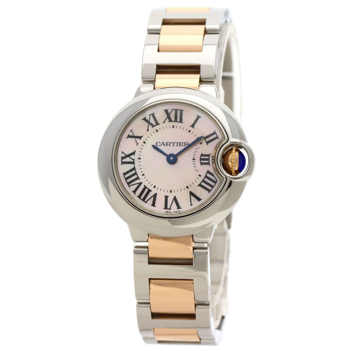 Pre-Owned Cartier W6920034 Ballon Bleu SM 28mm Watch Stainless Steel SSxK18PG Ladies