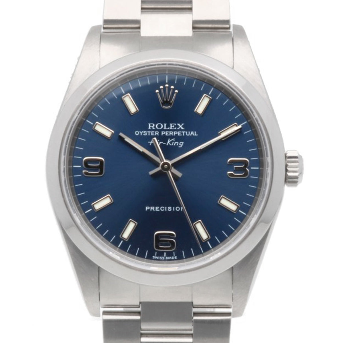 Pre-Owned Rolex Air-King Oyster Perpetual Watch, Stainless Steel, 14000 Series, Automatic Winding, Overhauled, Polished, F-serial Number, Men's Watch.