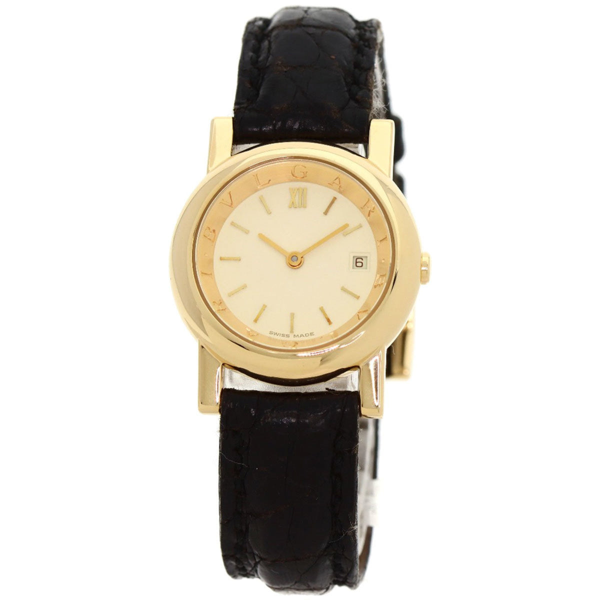 Montre BVLGARI AT26GL Amphitheatre d'occasion, or jaune 18 carats, cuir, femme 