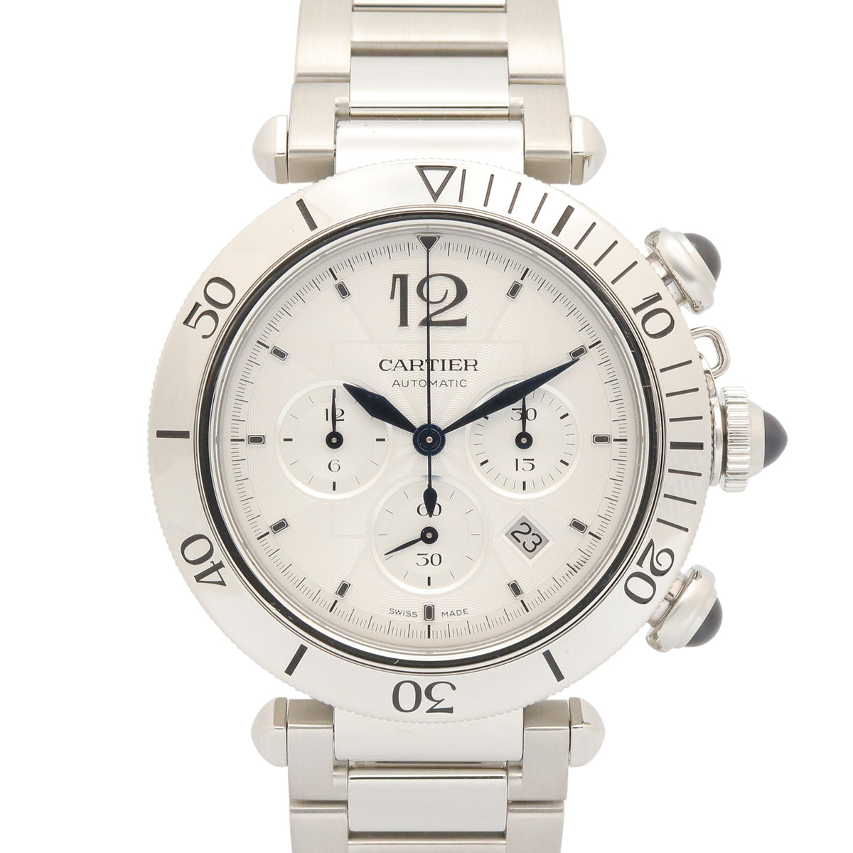 Pre-Owned Cartier Pasha de Chronograph Watch, Stainless Steel, Men's, Silver Tone, WSPA0018