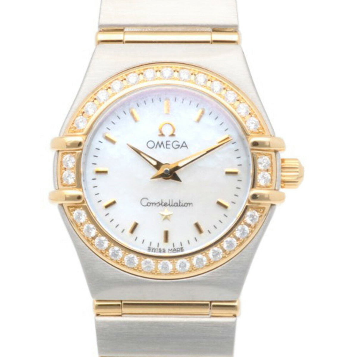 Pre-Owned Omega Constellation Watch, Stainless Steel, 1267-70, Quartz, Women's, Diamond Bezel, Shell Dial