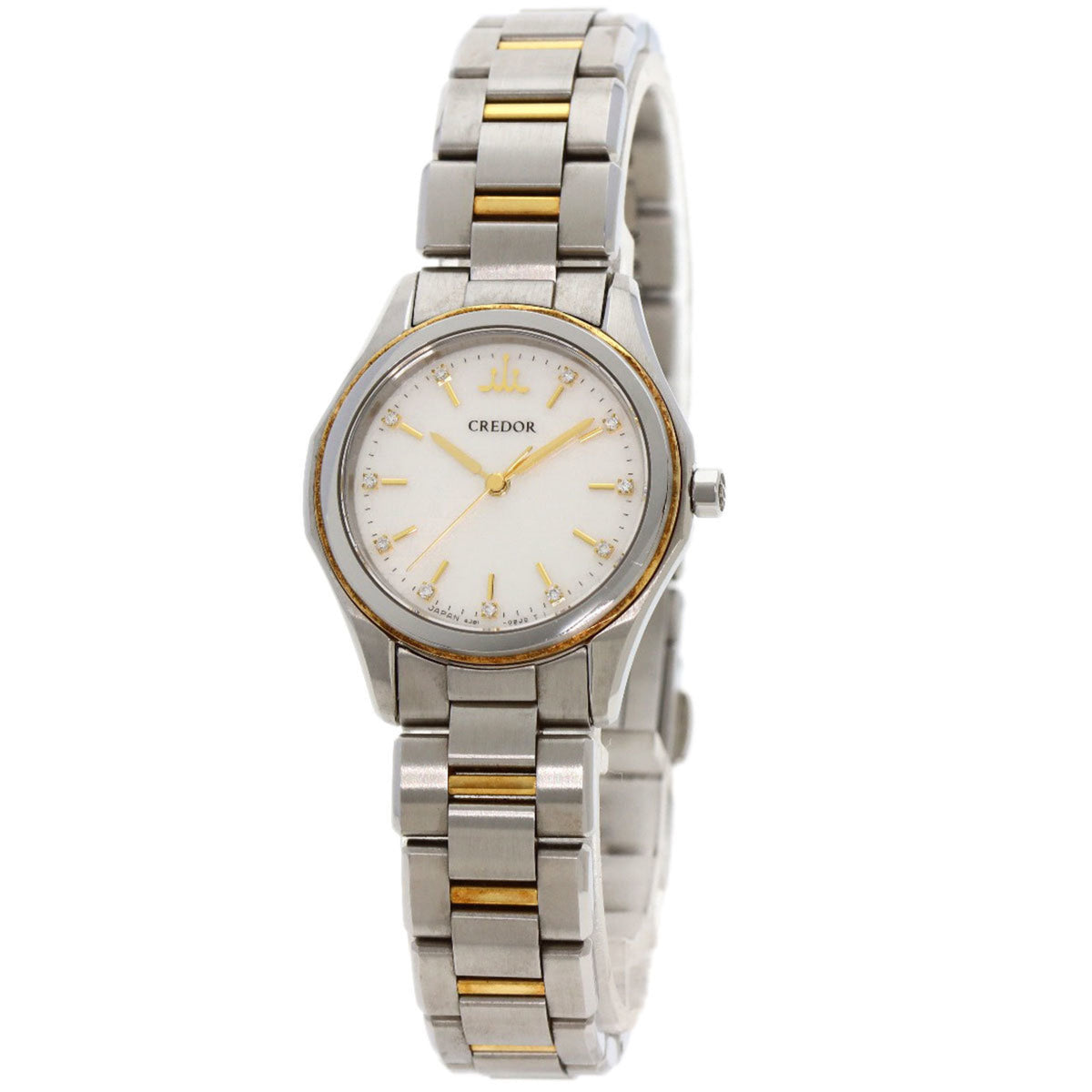 Montre Seiko GSAS058 Credor Signo d'occasion en acier inoxydable SSxK18YG pour femme 