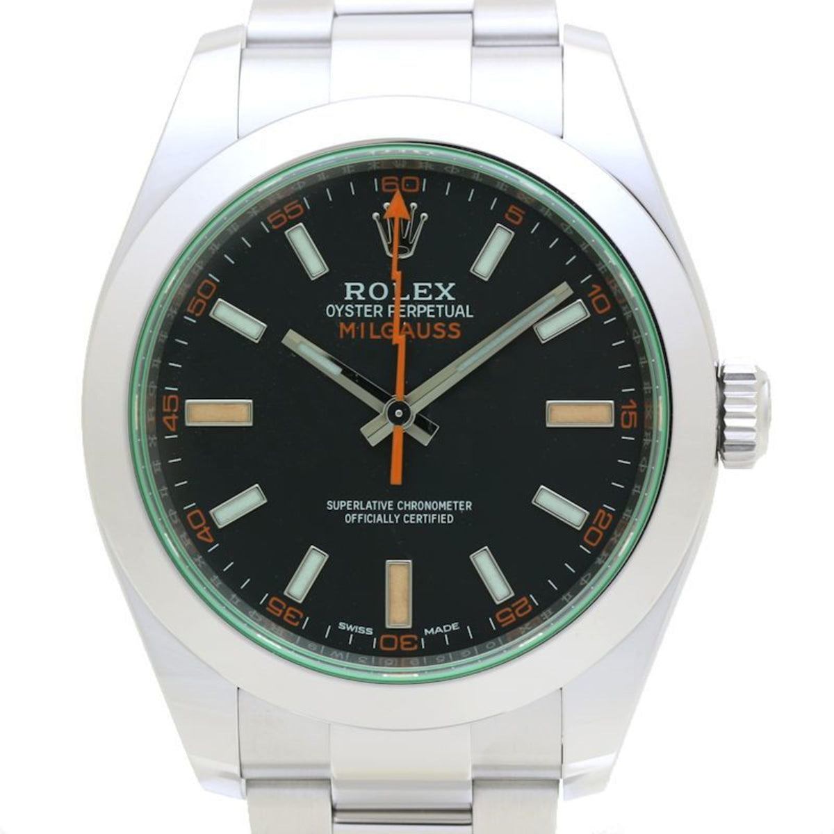 Pre-Owned ROLEX Rolex Milgauss 116400GV Random Number Stainless Steel Men's 39641 Watch