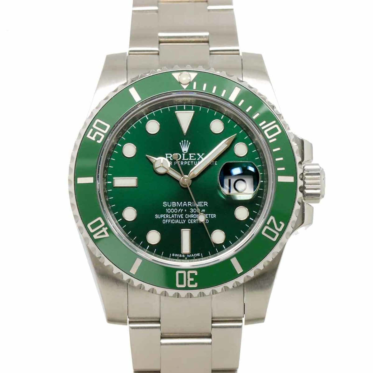 Montre Rolex Submariner Date 116610LV d'occasion pour homme, cadran vert, cadran à roulette aléatoire, remontage automatique 