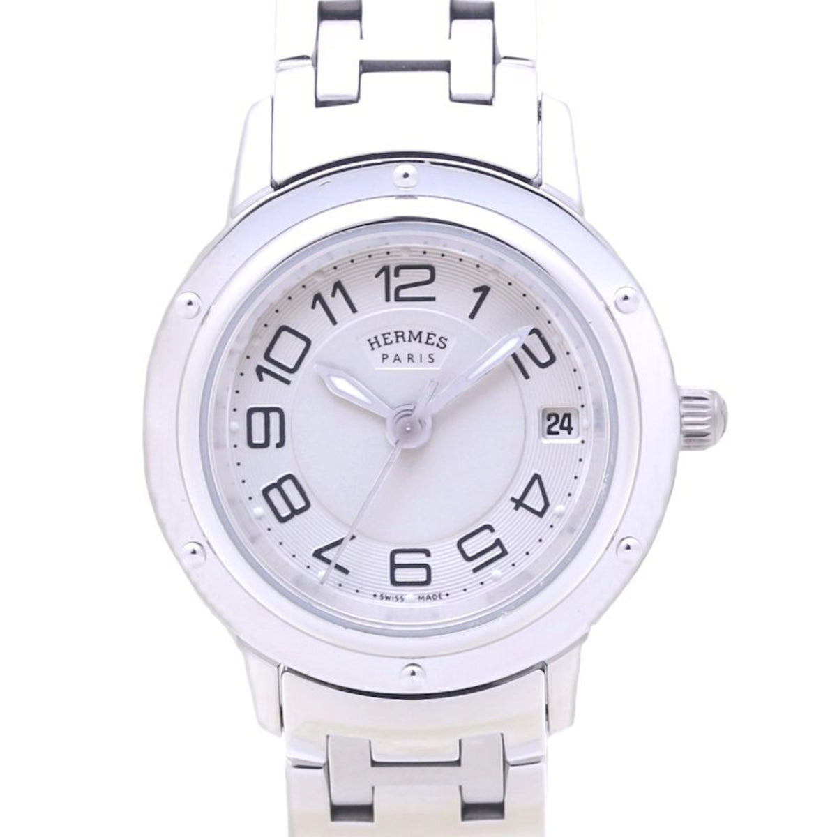 Gebrauchte HERMES Clipper Classic CP1.210.220 4969 035318WW00 Edelstahl Damenuhr 130387 
