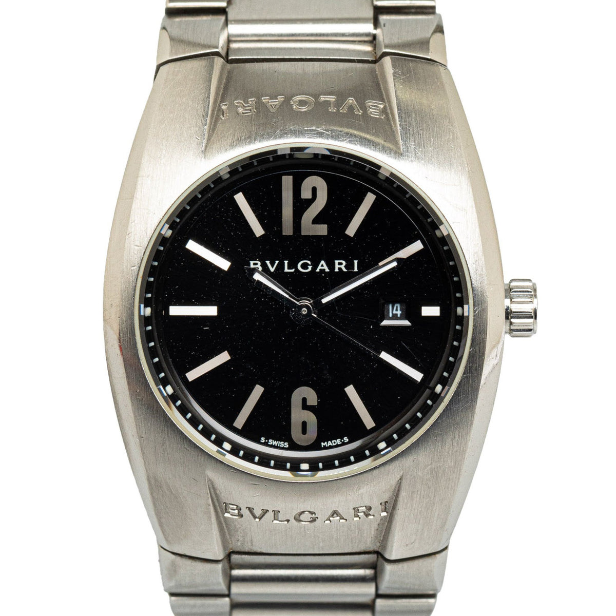 Montre BVLGARI Ergon EG30S d'occasion à quartz, cadran noir, acier inoxydable, pour femme 