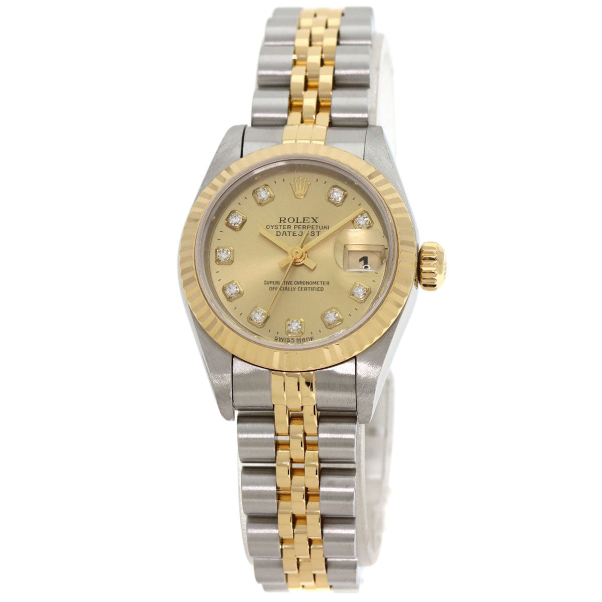 Montre Rolex 69173G Datejust 10P d'occasion en acier inoxydable SSxK18YG pour femme 