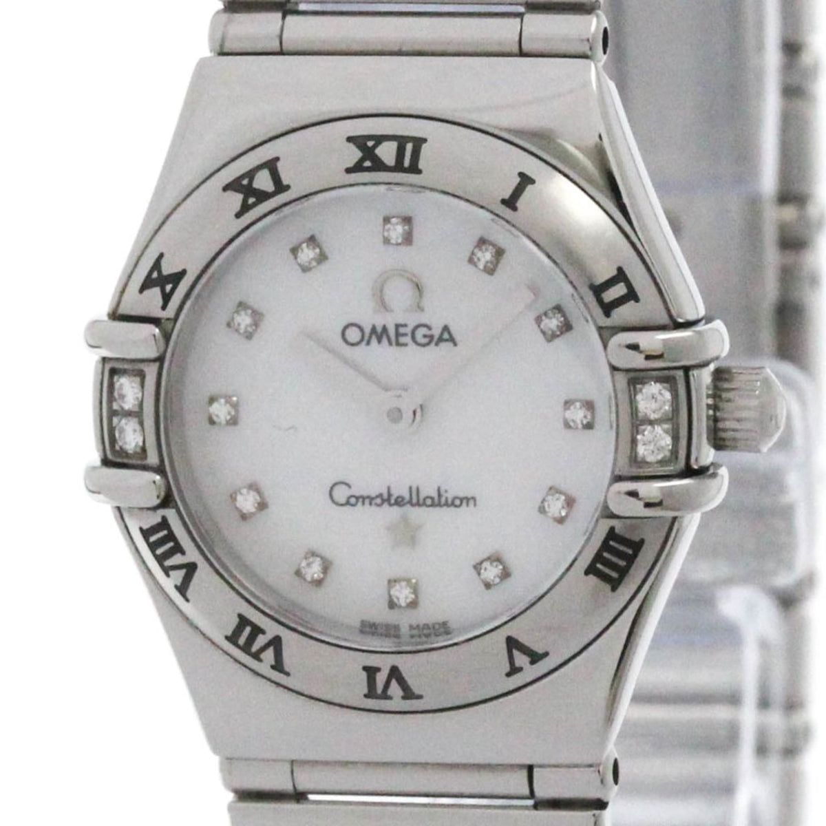 Pre-Owned OMEGA Constellation Diamond MOP Dial Steel Quartz Ladies Watch 1566.76 Polished