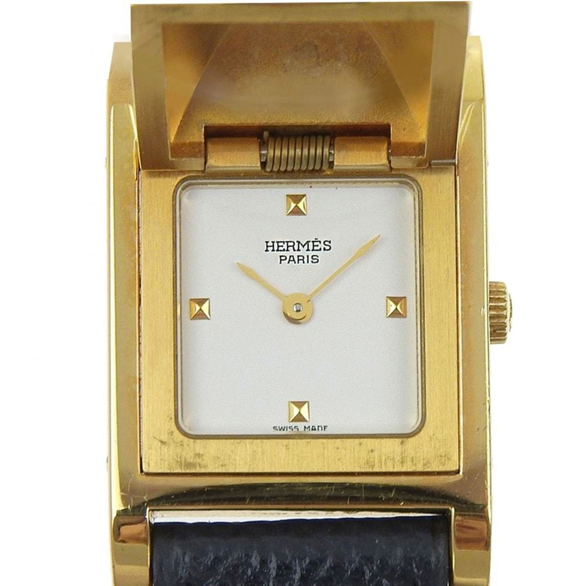 Pre-Owned Hermes HERMES Medor ?X engraved white dial quartz watch battery 23mm ladies