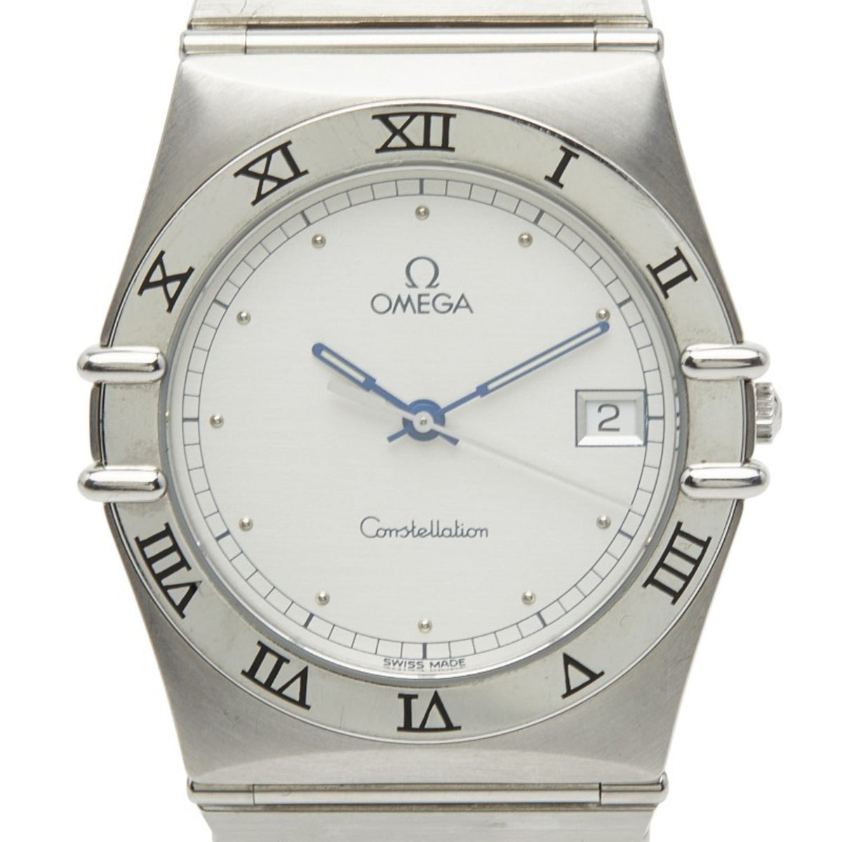 Pre-Owned Omega Constellation Quartz Watch with Silver Dial and Stainless Steel for Boys