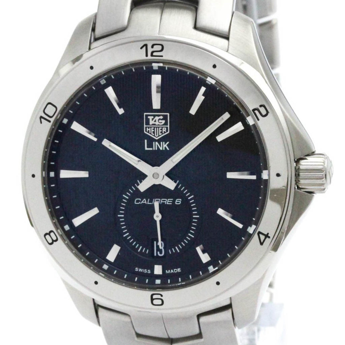 Pre-Owned Polished TAG HEUER Link Calibre 6 Steel Automatic Mens Watch WAT2110 BF571708