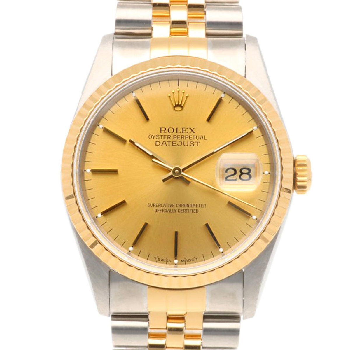 Montre Rolex Datejust Oyster Perpetual d'occasion en acier inoxydable 16233, automatique, pour homme, modèle ROLEX S-Serial 1993, révisée 