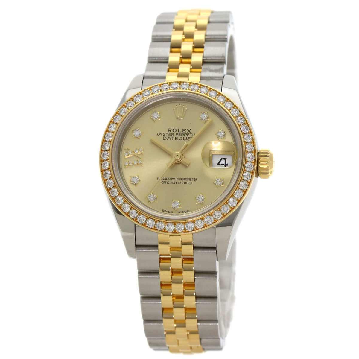 Pre-Owned Rolex 279383RBR Datejust Star IX Diamond Bezel Watch in Stainless Steel/18K White Gold (18K Gold) for Women