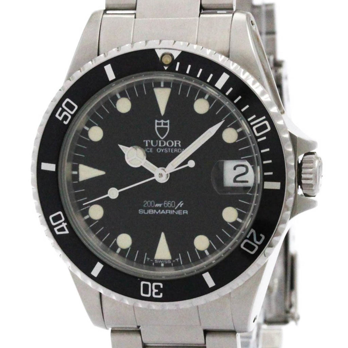 Pre-Owned TUDOR Rolex Prince Oyster Date Submariner Steel Watch 75090 Polished