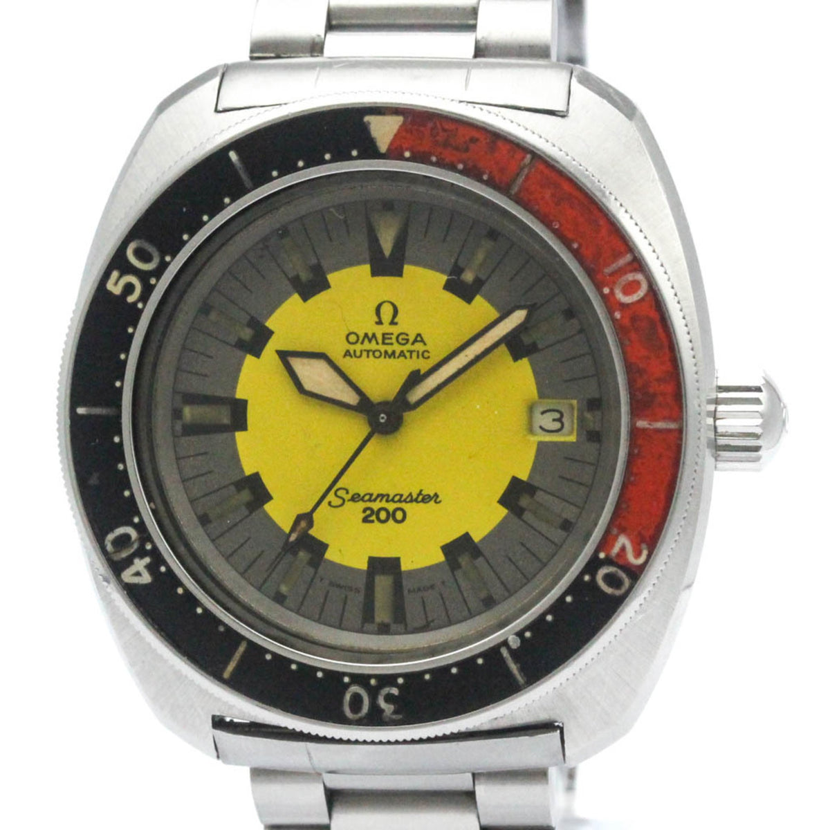 Pre-Owned Vintage OMEGA Seamaster 200 Cal 562 Banana Yellow Mens Watch 166.068 BF568968