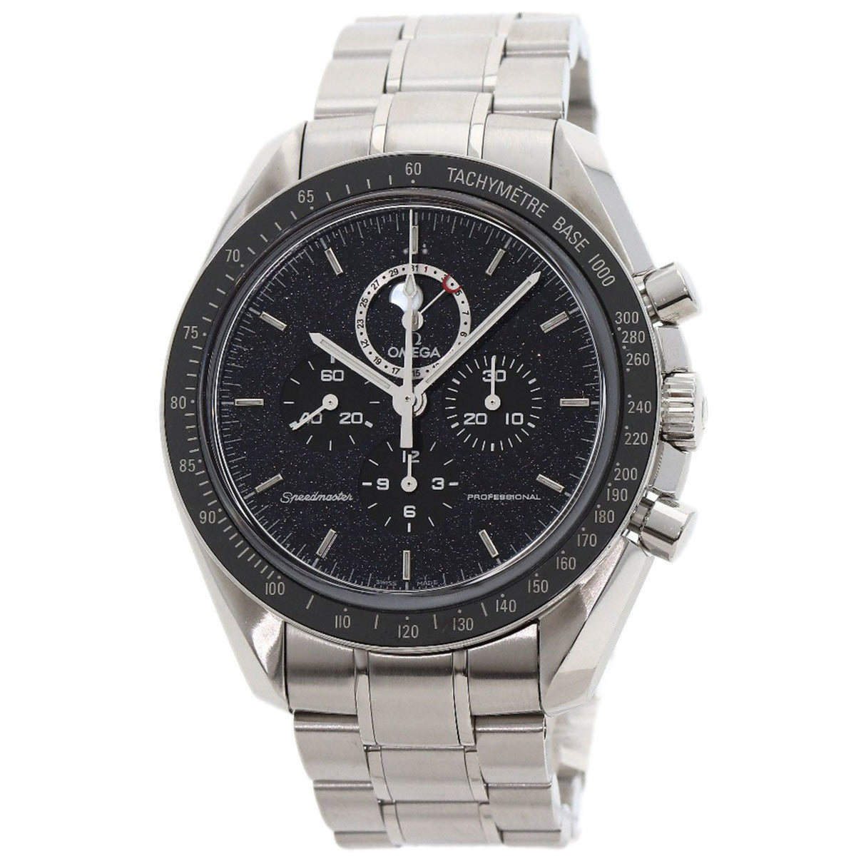 Pre-Owned OMEGA 311.33.44.32.01.001 Speedmaster Aventurine Moon Phase Watch Stainless Steel SS Men's