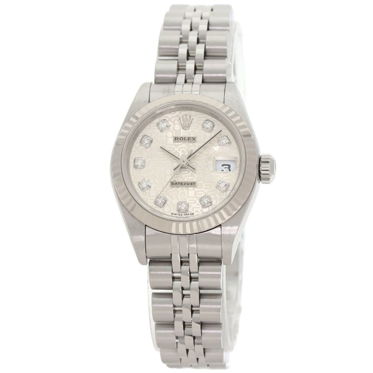 Pre-Owned Rolex 79174G Datejust 10P Diamond Watch in Stainless Steel SS 18K White Gold for Women