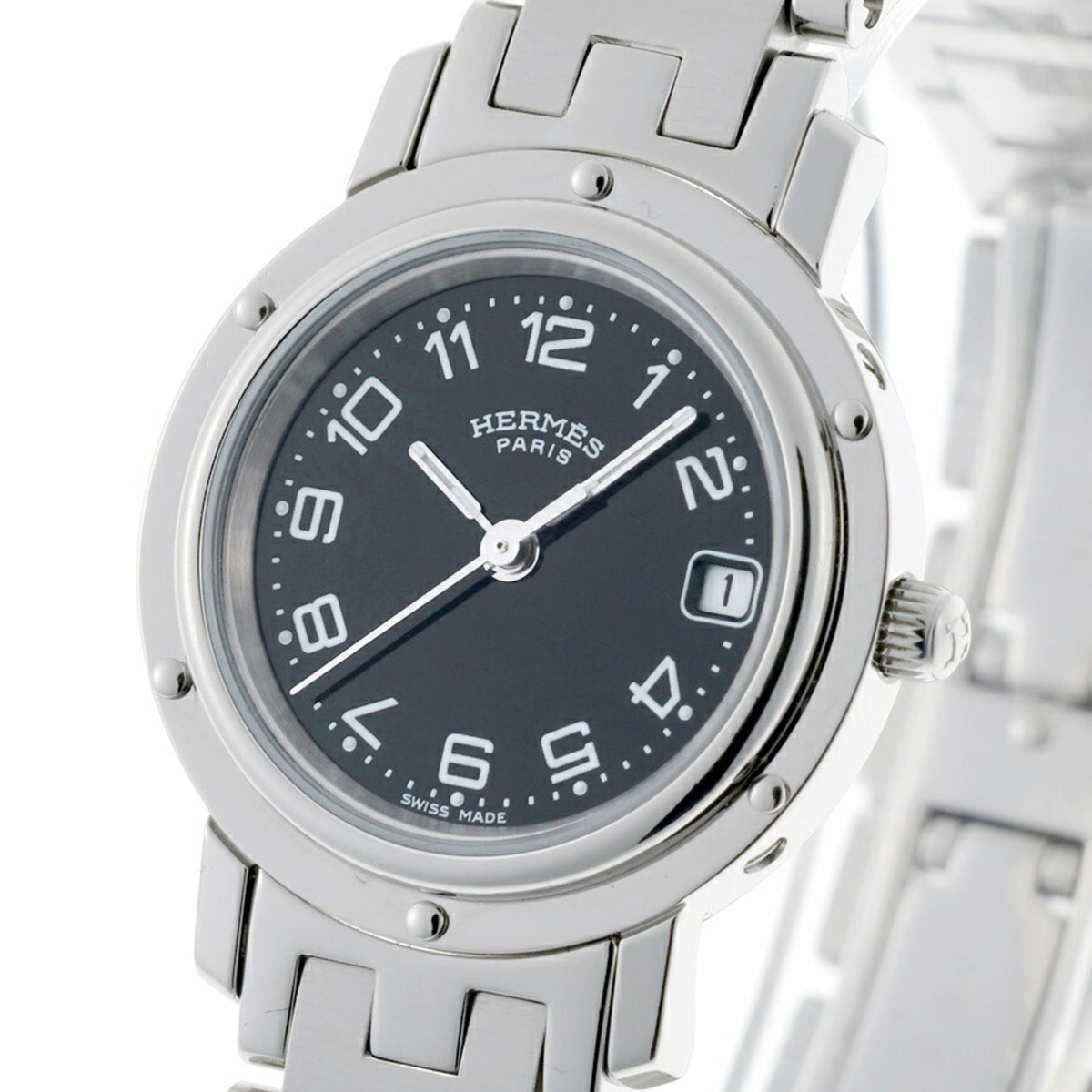 Pre-Owned HERMES Clipper CL4.210 Black Quartz A-157650