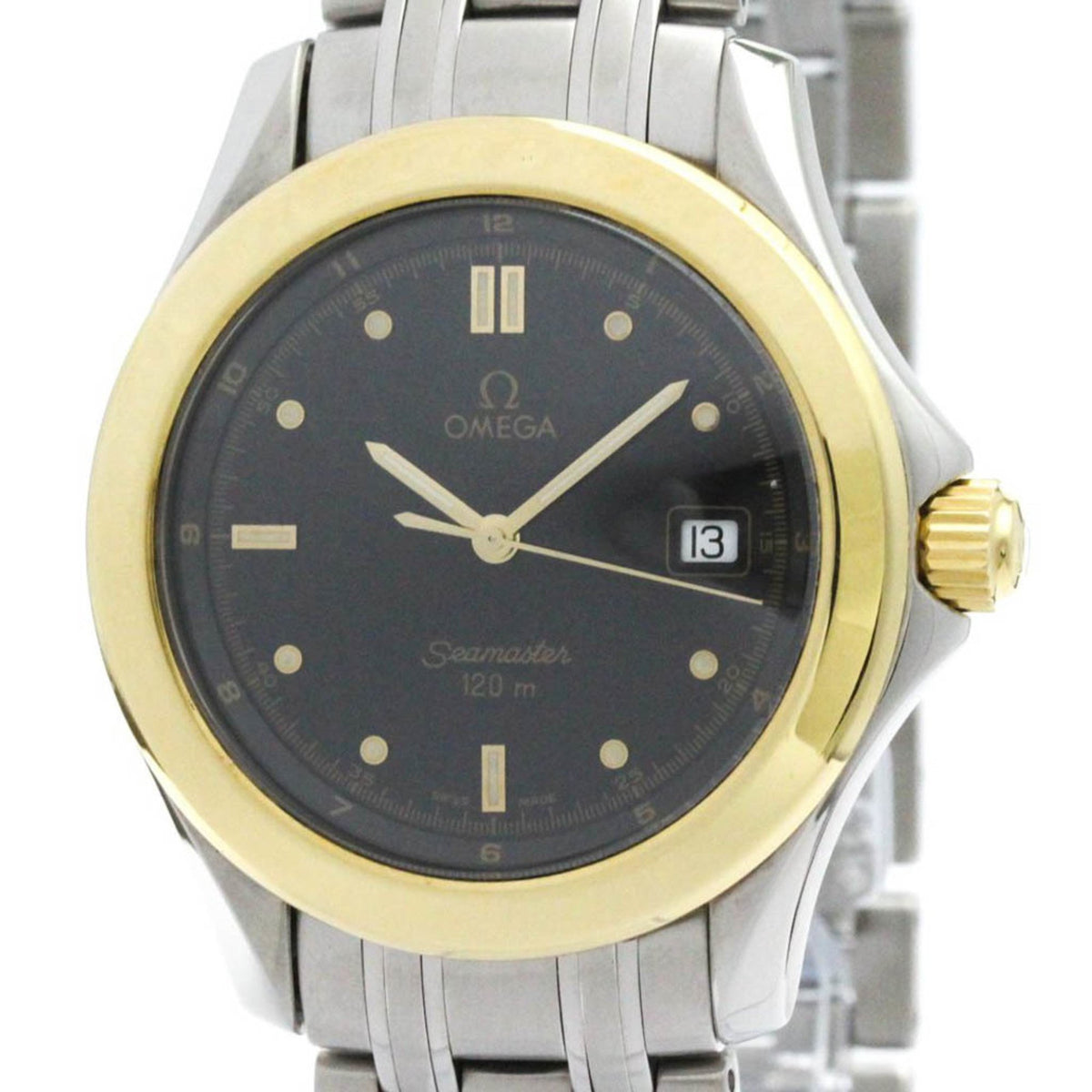Pre-Owned Polished OMEGA Seamaster 18K Gold Steel Quartz Mens Watch 2411.50 BF576068