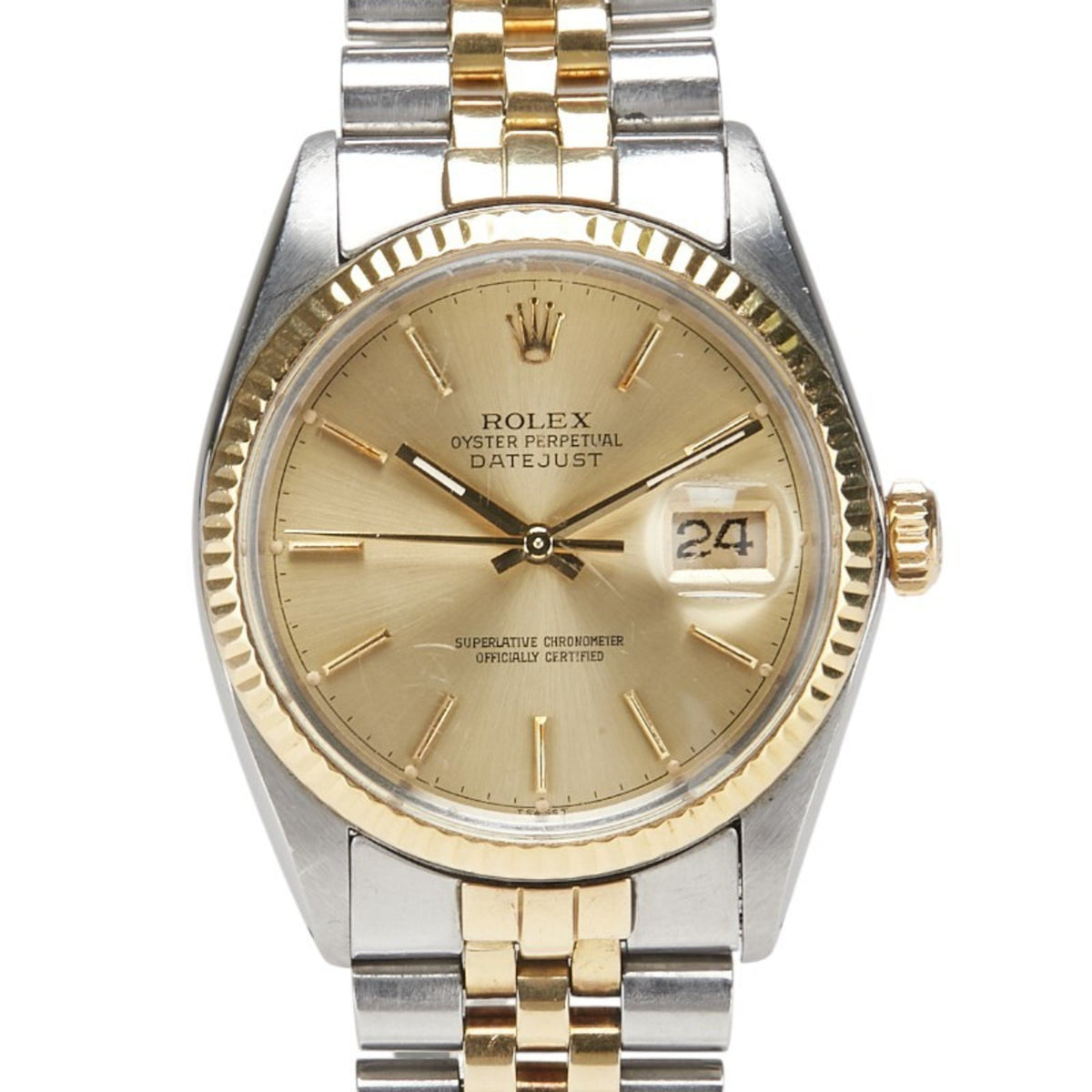 Pre-Owned Rolex Datejust Watch 16013 Automatic Gold Dial Stainless Steel 18KYG Yellow Men's ROLEX