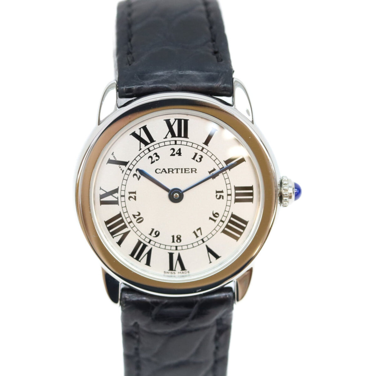 Pre-Owned Cartier W6700155 SS Ronde Solo SM Quartz Watch, Silver, Silver Dial, Men's