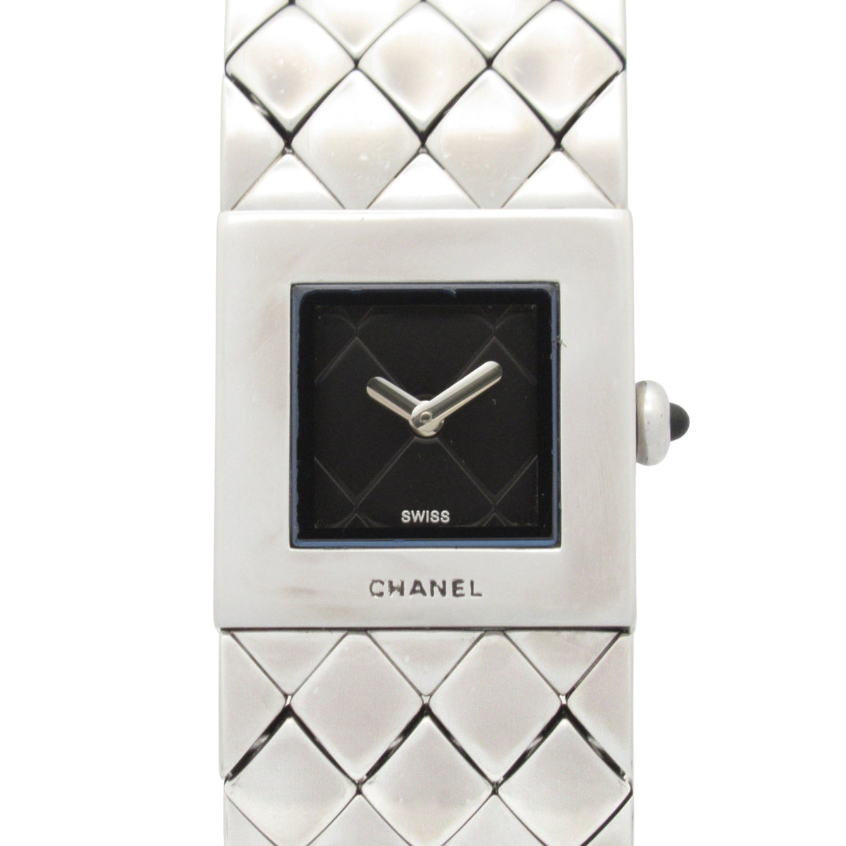Pre-Owned CHANEL Matelasse Watch, Stainless Steel, Women's, Black, H0009