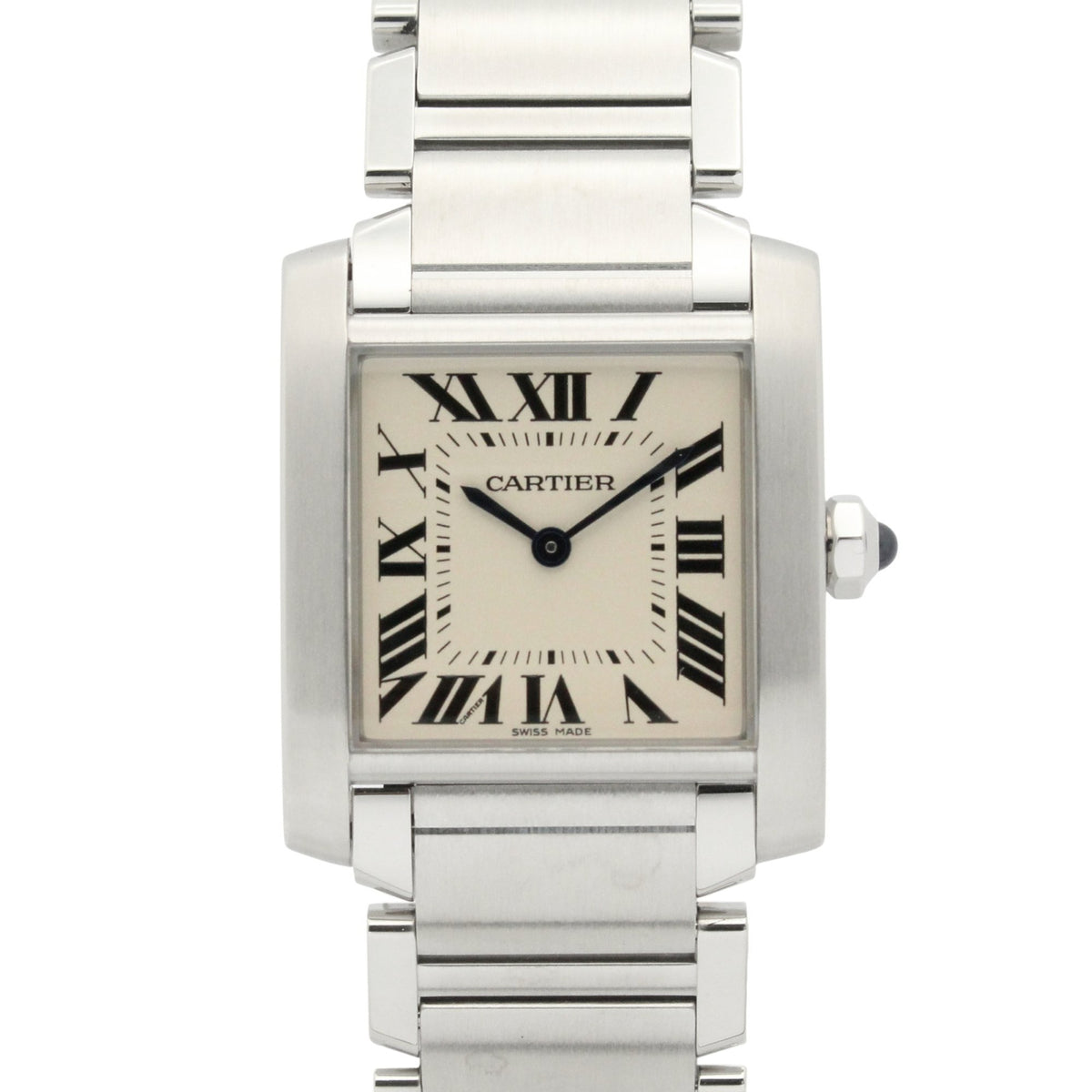 Pre-Owned Cartier Tank Fran?aise MM Wristwatch, Stainless Steel, Boys', Ivory, WSTA0005