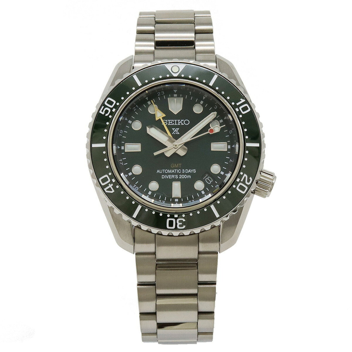 Pre-Owned SEIKO PROSPEX Diver Scuba GMT Green Dial Men's AT Automatic Watch 6R54-00D0 SBEJ009
